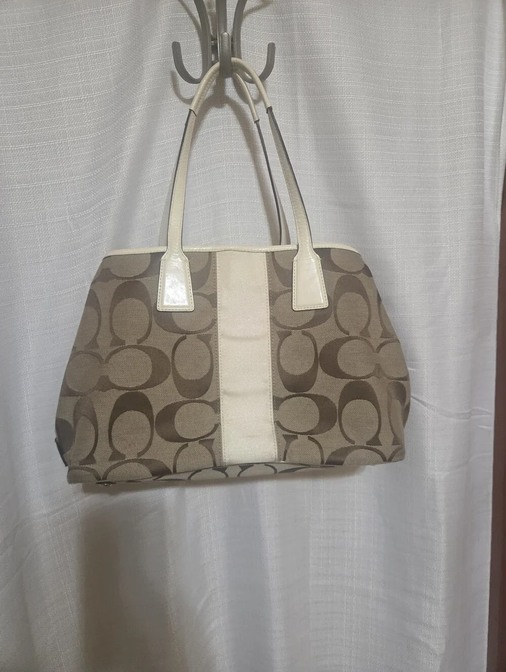 Coach Signature Stripe Framed Tote F13533